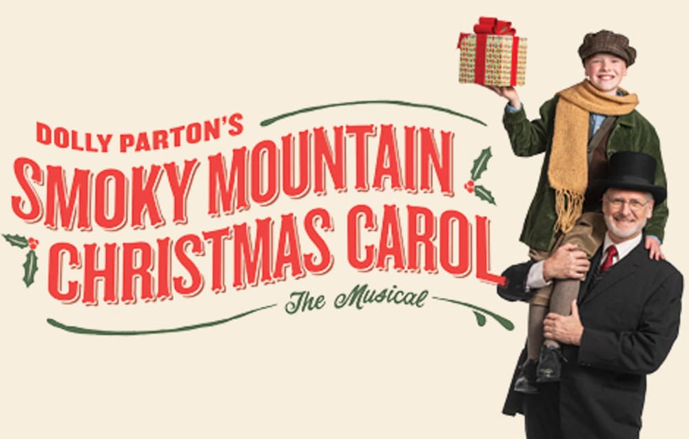 Nora Cowan and Scott Bellis; photo by Emily Cooper Photography for the Arts Club Theatre Company, Dolly Parton’s Smoky Mountain Christmas Carol, 2024